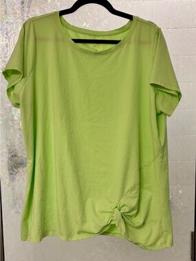 Belle Kim Gravel Lime Green Short Sleeve Knot Tee